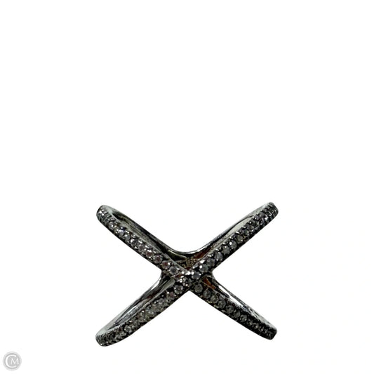 Sterling Silver & CZ Pave Crisscross Ring, Size: 6.5