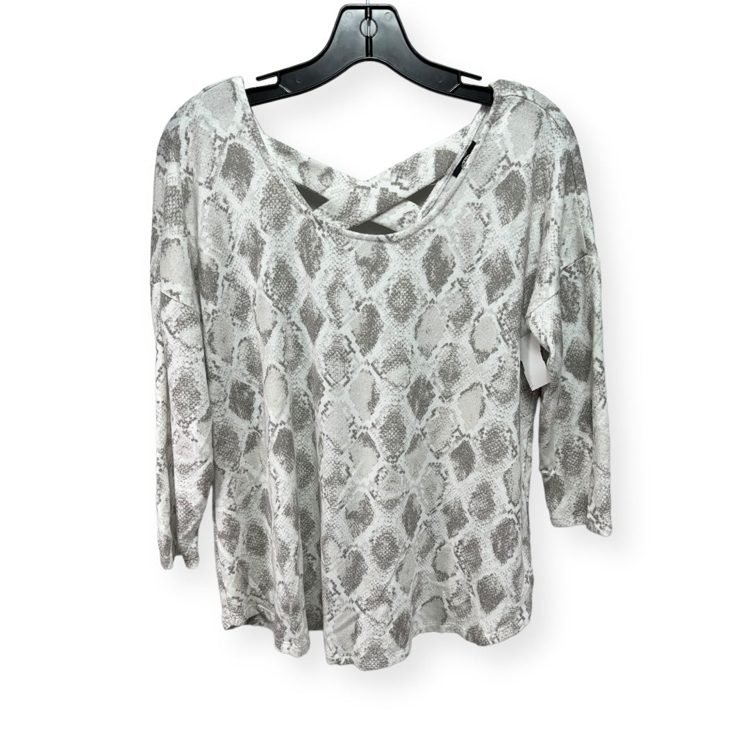 Snakeskin Print Top Long Sleeve Bobeau, Size M