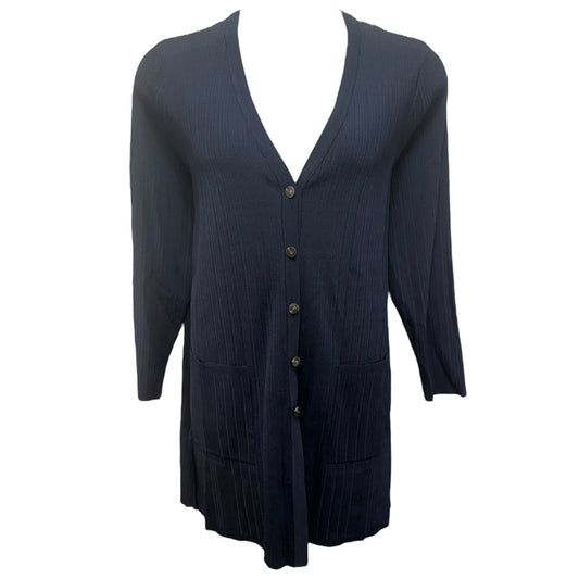 Sweater Cardigan By Chicos In Navy, Size: Xl