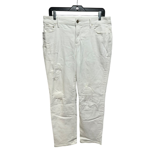 Jeans Cropped By Chicos In White Denim, Size: 10