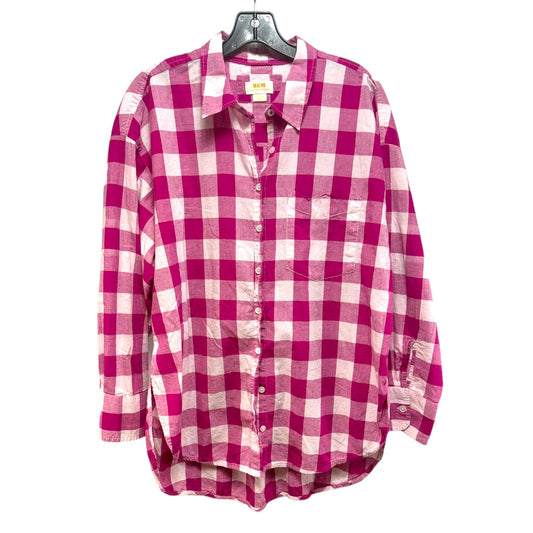 Top Long Sleeve By Maeve In Checkered Pattern, Size: M