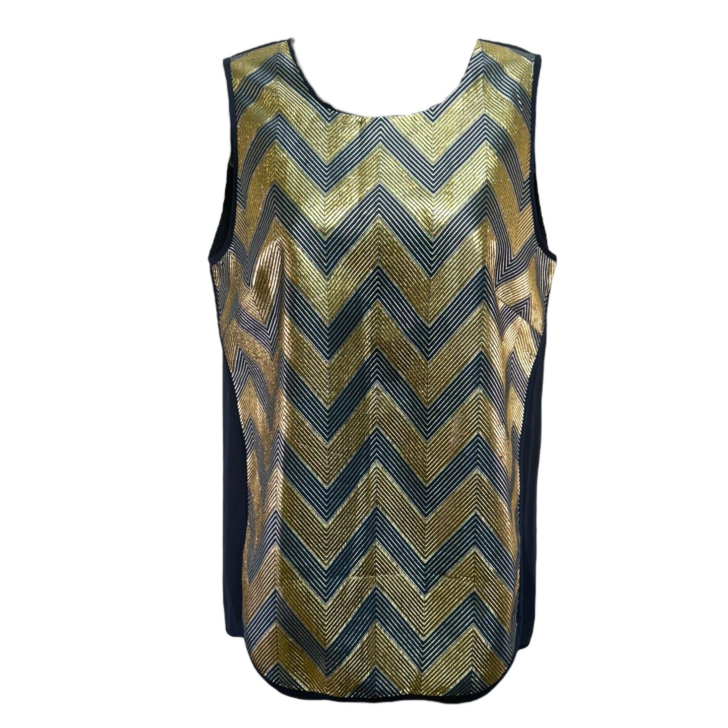 Gilded Chevron Mixed Media Shell J. Crew, Size 0