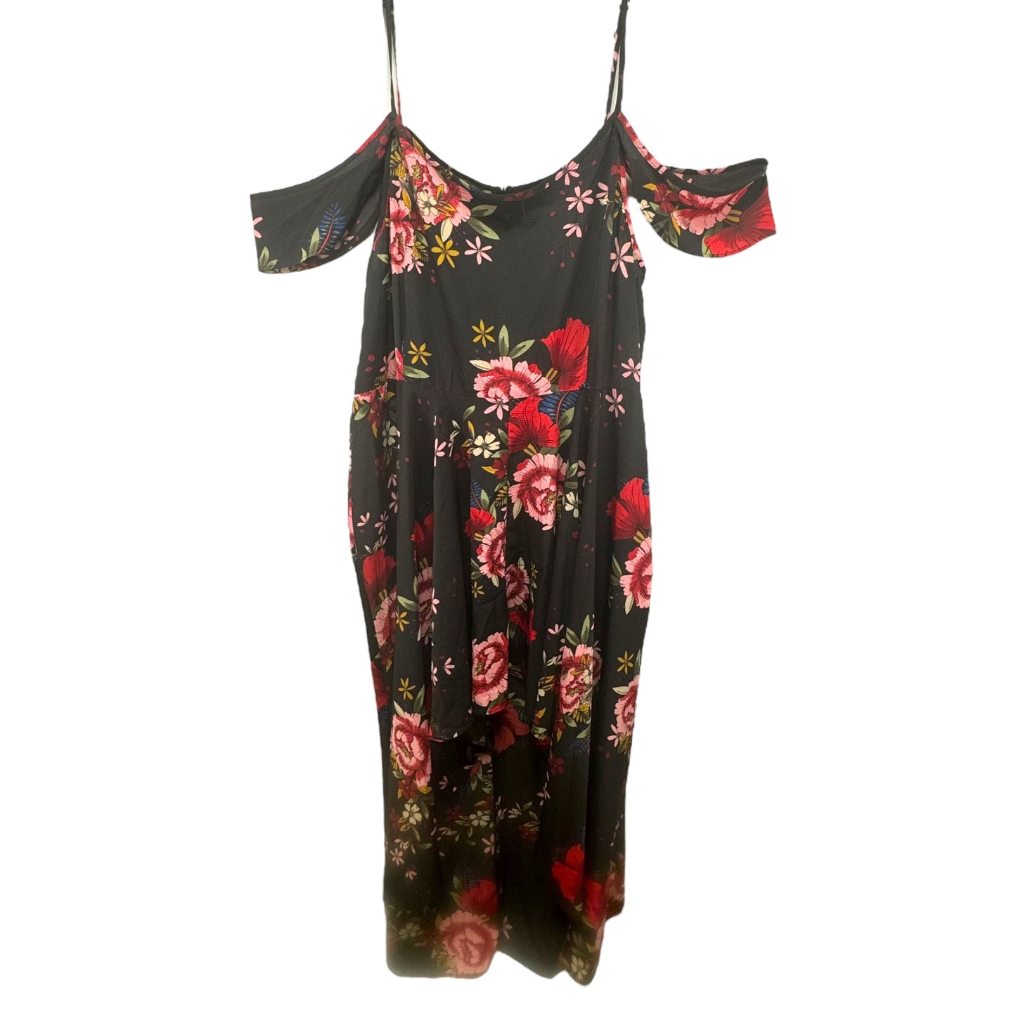 Floral Print High Low Cold Shoulder Maxi Dress Boohoo Boutique, Size 20