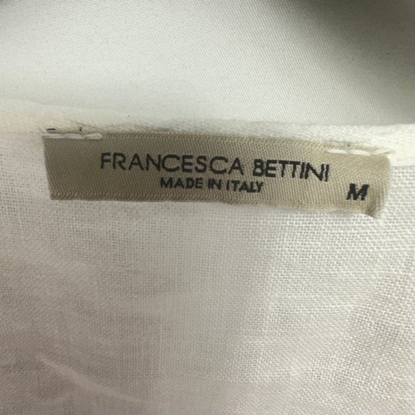 Linen & Crochet Lace Tunic White Top 3/4 Sleeve Francesca Bettini, Size M