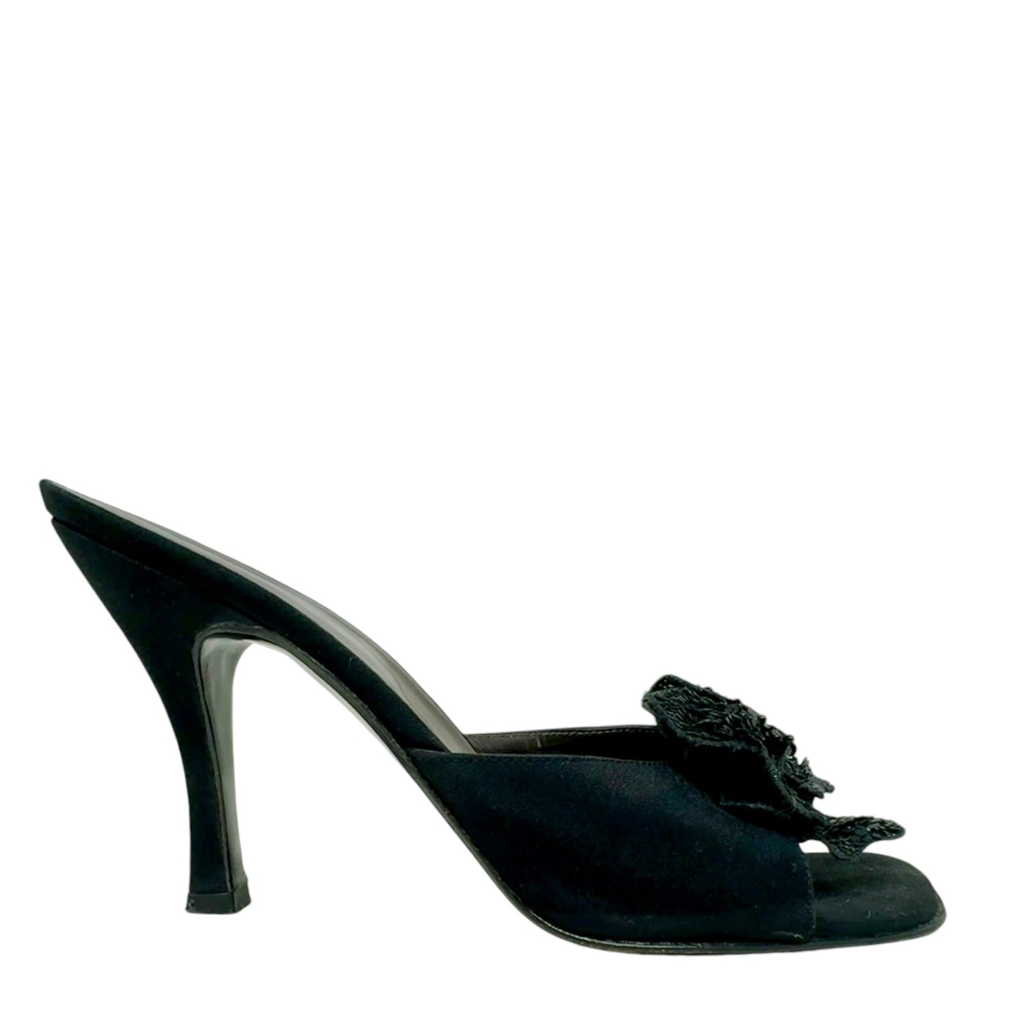 Magnolia Satin Mules Designer By Vera Wang In Black, Size: 7.5