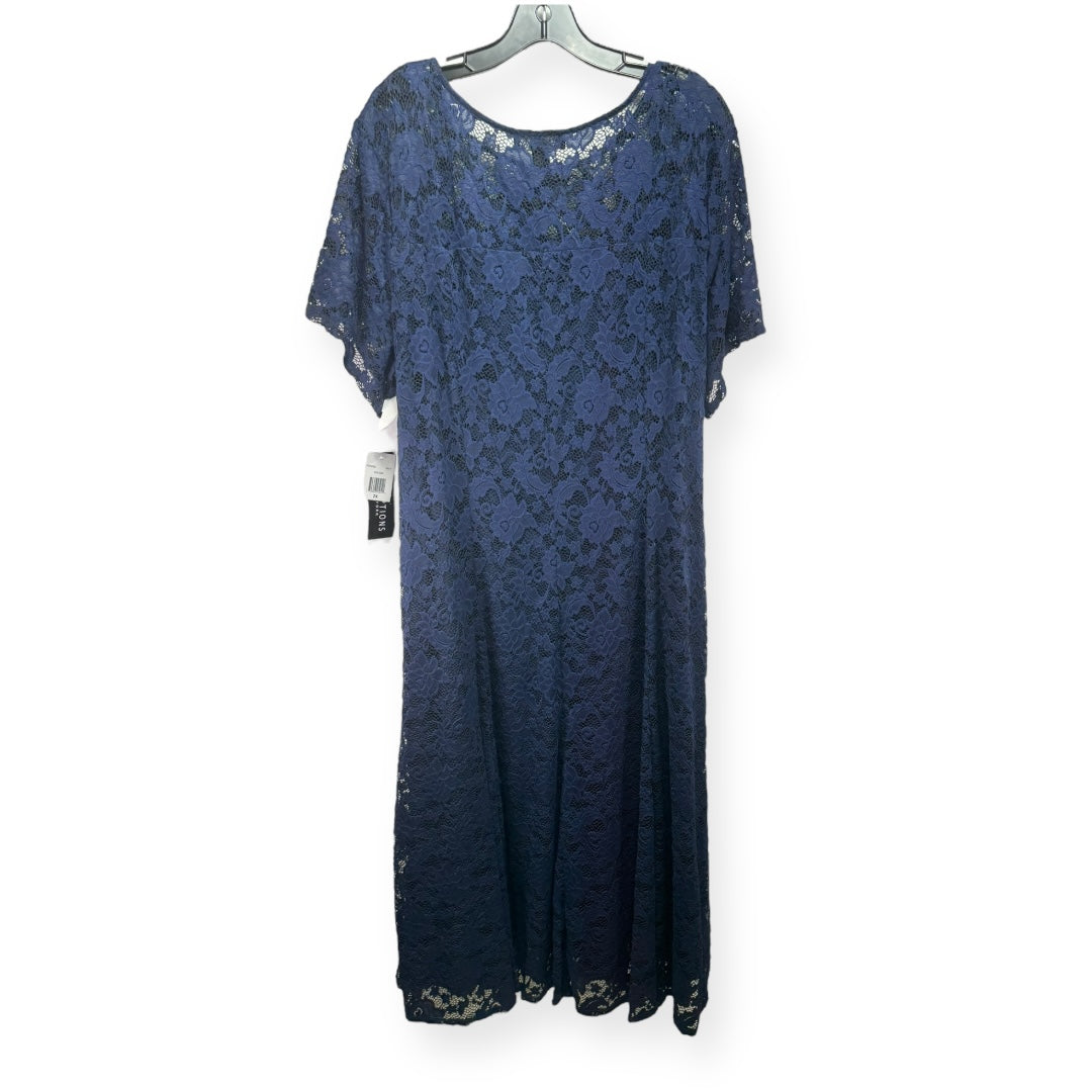 Navy Dress Casual Midi Perceptions, Size 2x