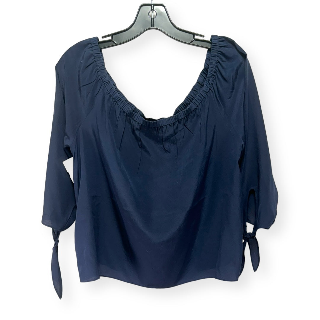 Silk Navy Top 3/4 Sleeve Madewell, Size M