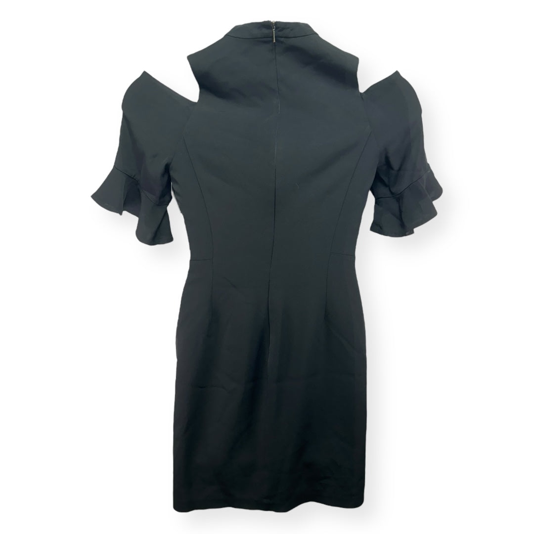 Cold Shoulder Ruffle Dress in Black Designer Rebecca Taylor, Size 8