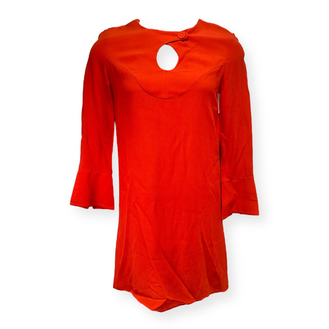 Long-Sleeve Cady Mini Dress in Safety Orange Designer Derek Lam, Size M