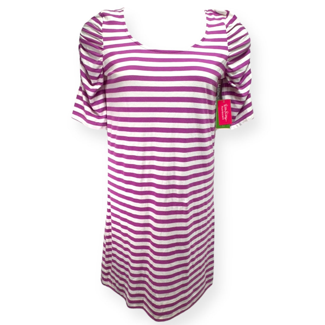 Kaley Dress in Pansy Purple Boat Party Stripe Designer Lilly Pulitzer, Size L