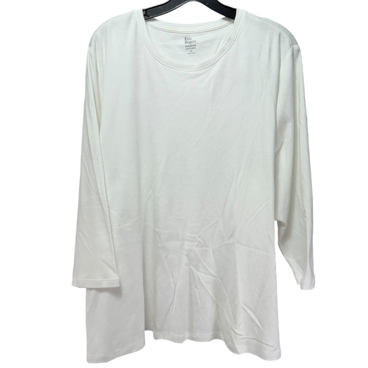 Perfectly Soft 100% Cotton Top Long Sleeve By Kim Rogers In White, Size: 2x