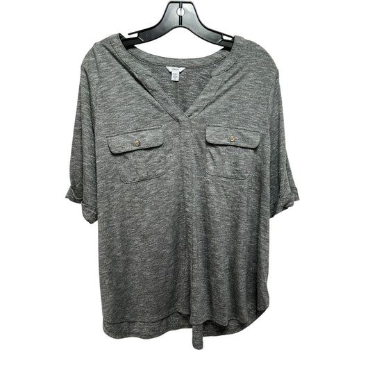 Top Short Sleeve By Sonoma In Grey, Size: 1x