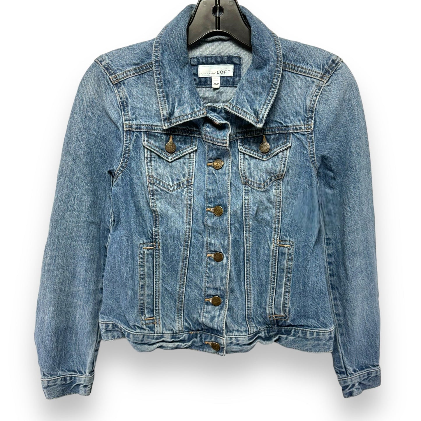 Denim Trucker Jacket By Loft In Blue Denim, Size: Petite   XS