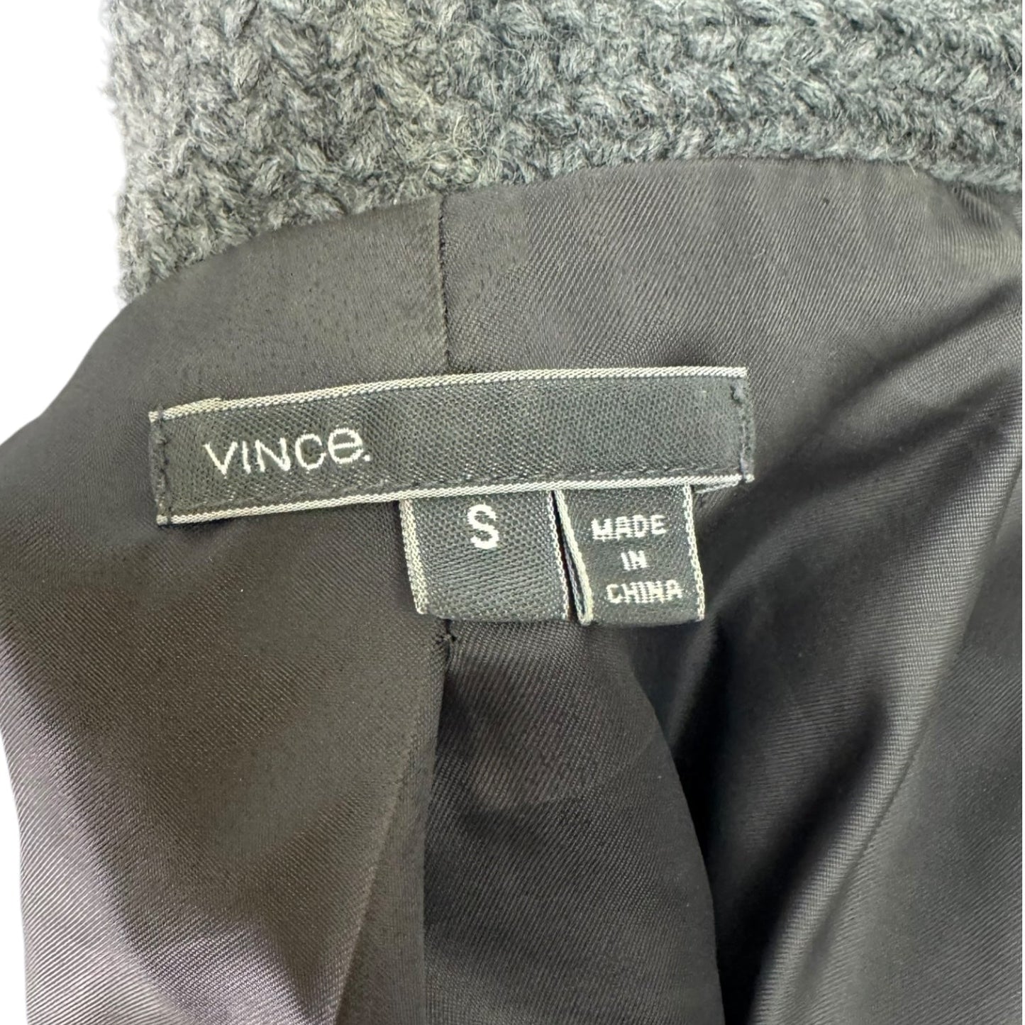 Lambskin Trim Jacket Designer By Vince In Black & Grey, Size: S