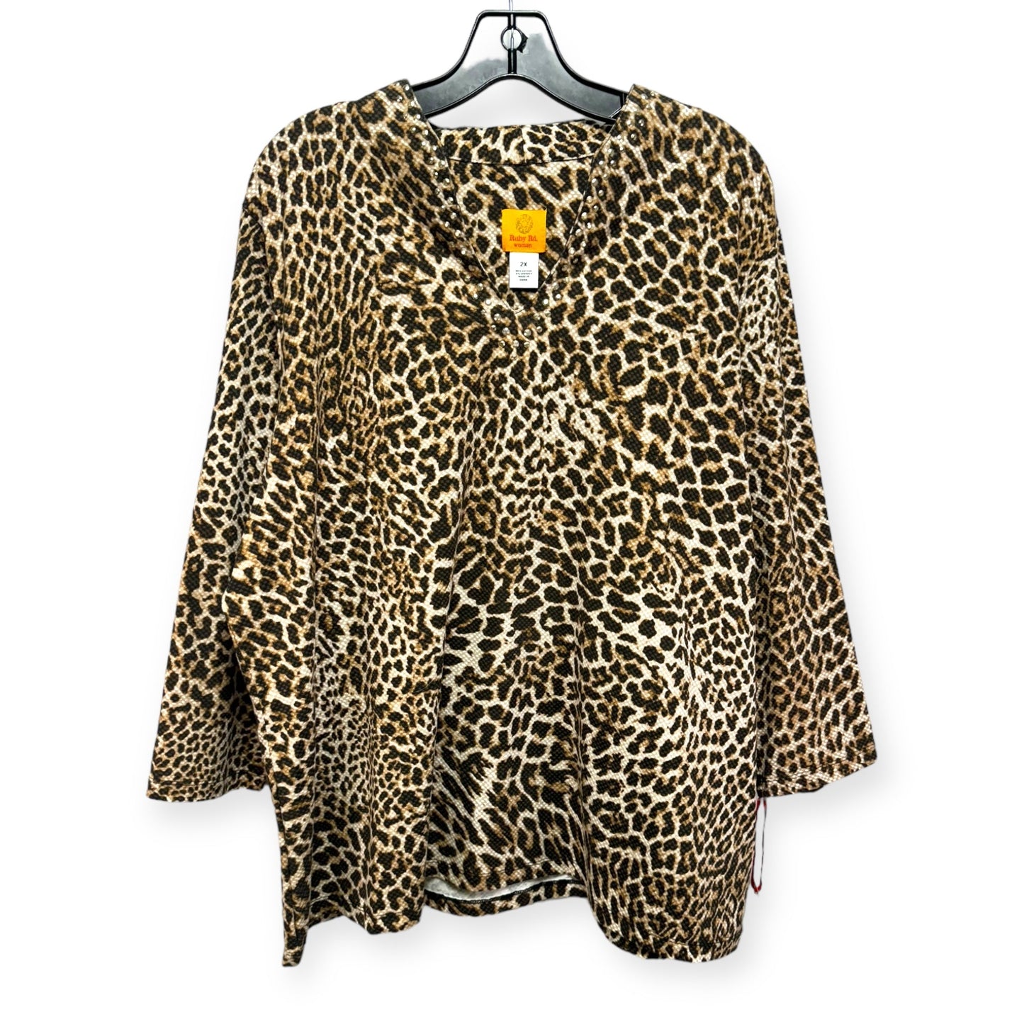 Top Long Sleeve By Ruby Rd In Animal Print, Size: 2x