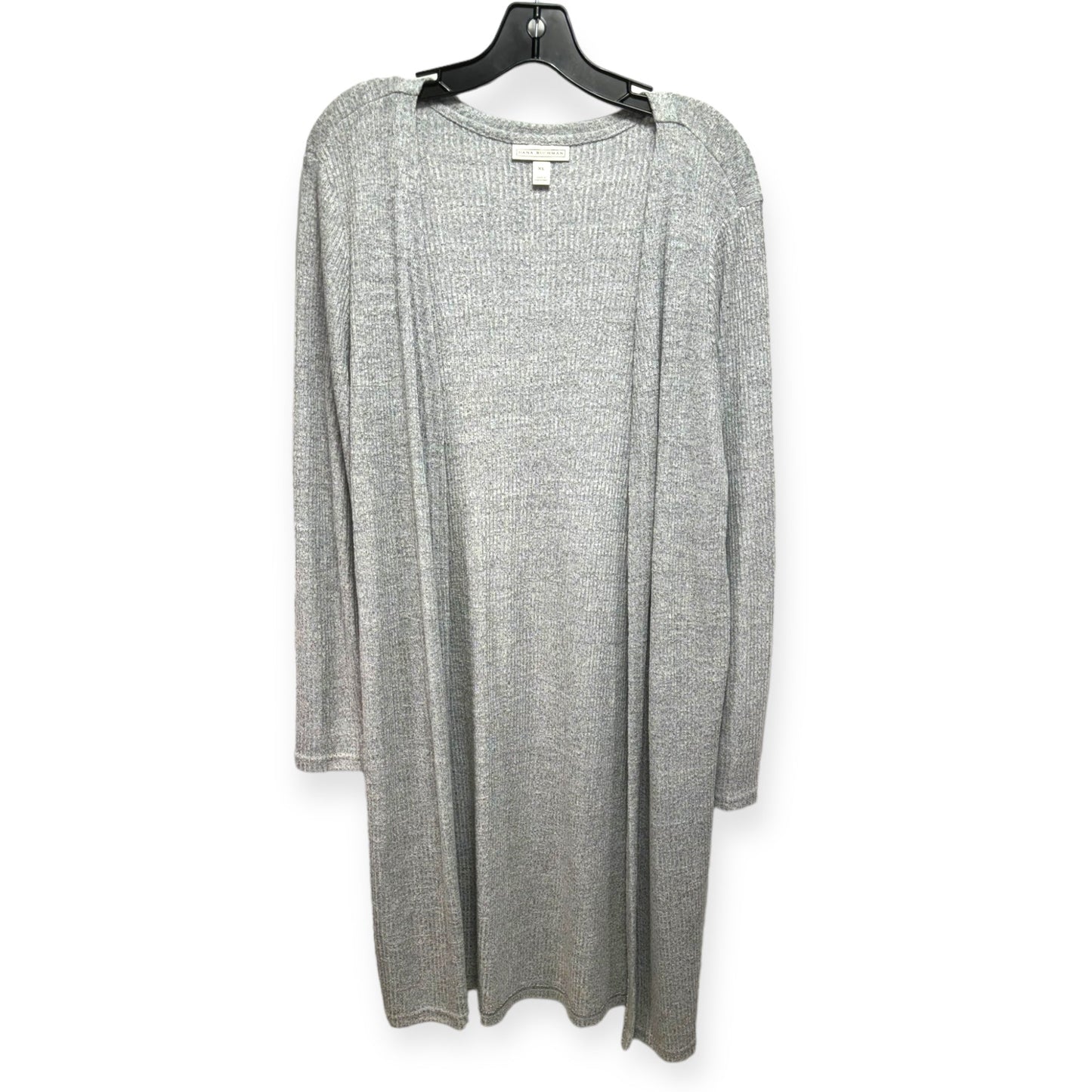 Sweater Cardigan By Dana Buchman In Grey, Size: Xl