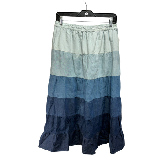 Tiered Denim Skirt Maxi By New Directions In Ombre Print, Size: M