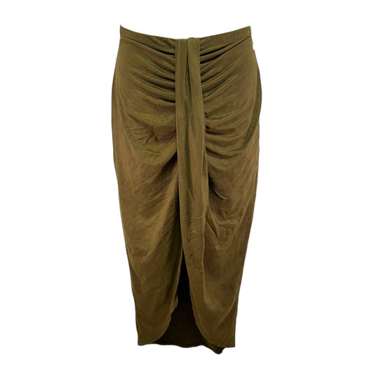 Microsuede Skirt Maxi By Unbranded In Green, Size: M