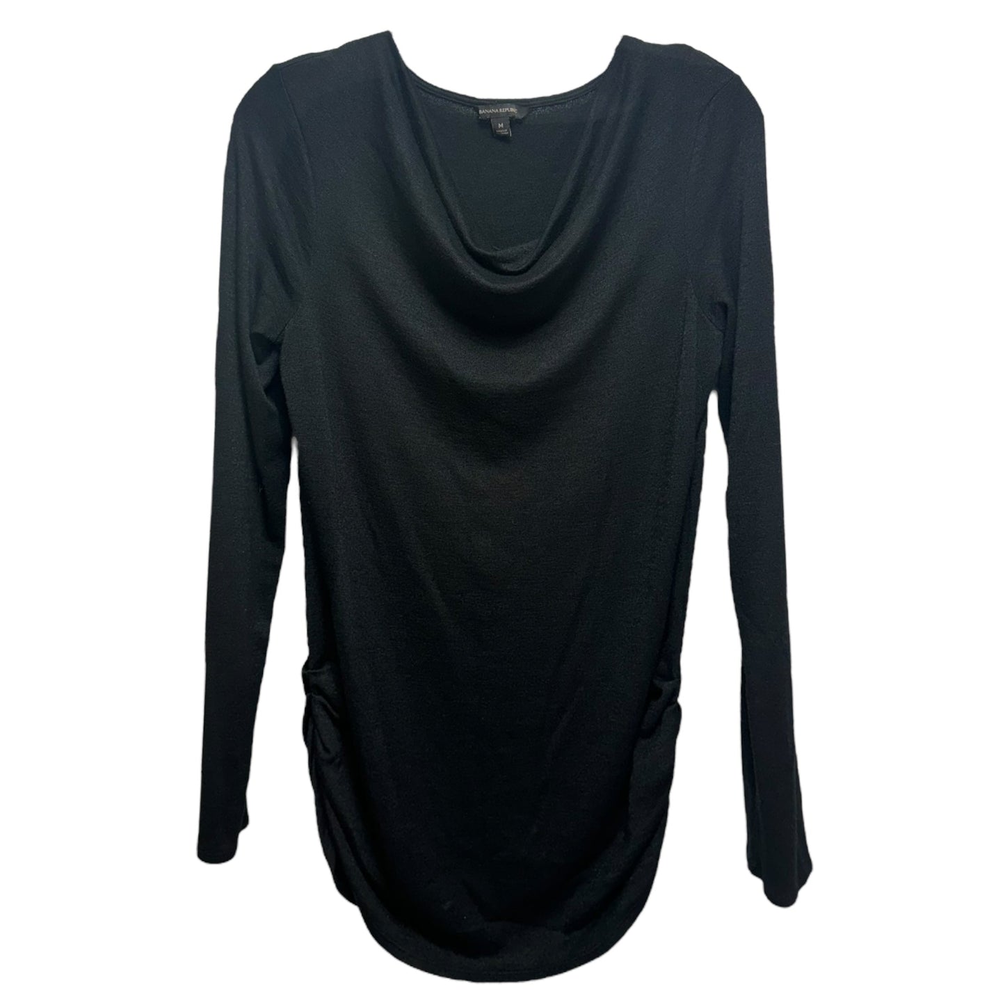 Ruched Cowl Neck Top Long Sleeve By Banana Republic In Black, Size: M