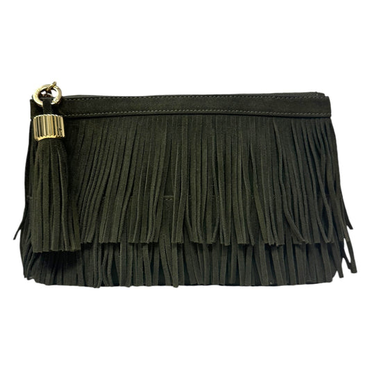 Douglas Suede Fringe Clutch Leather By India Hicks In Olive, Size: Medium