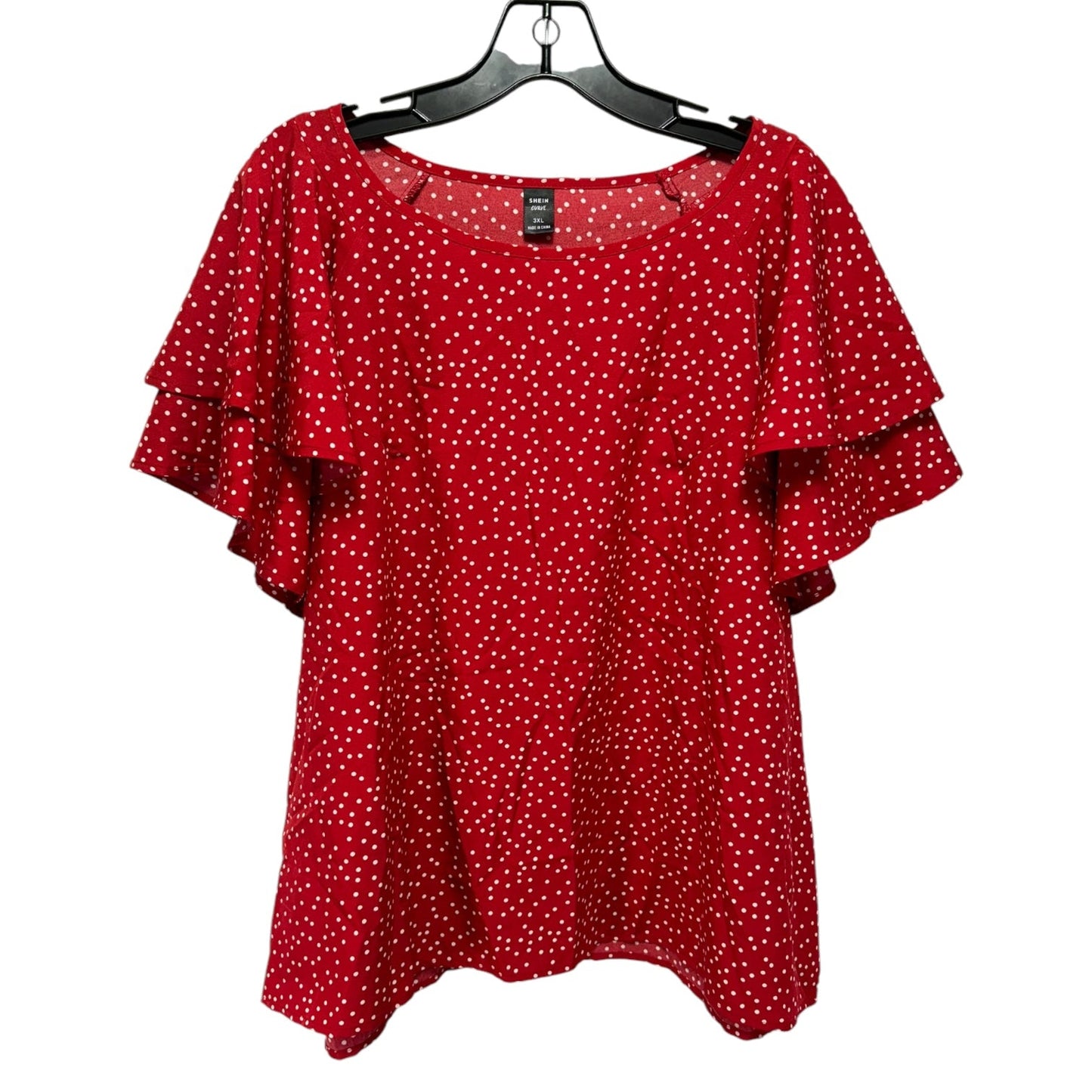 Top Short Sleeve By Shein In Polkadot Pattern, Size: 3x