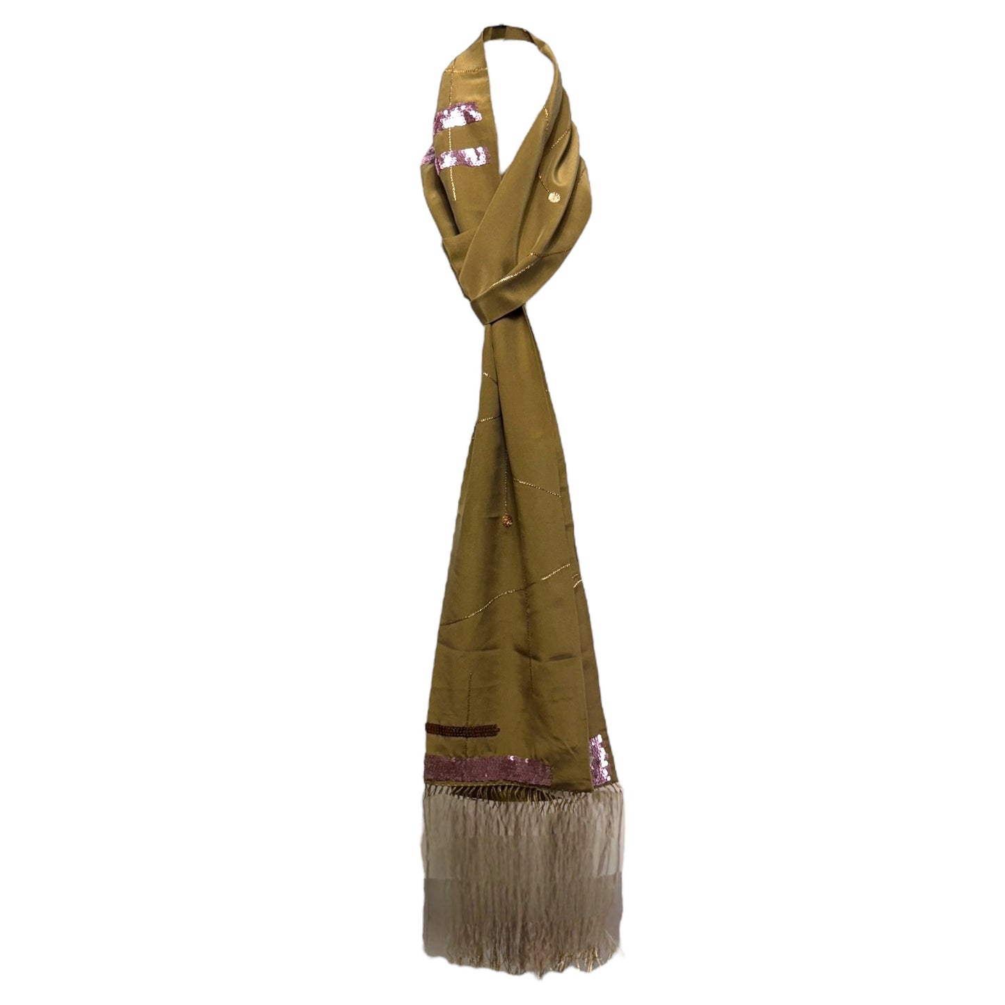 Silk Long Fringed Scarf By Banana Republic