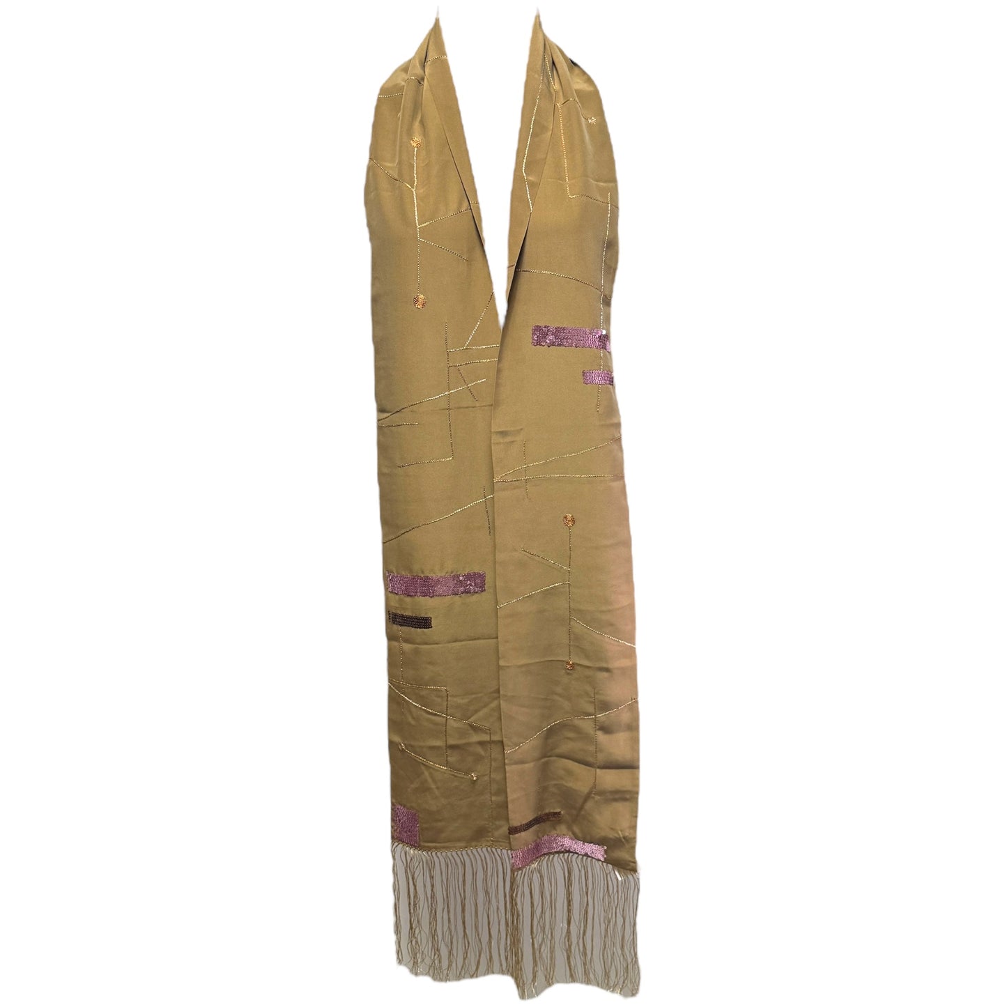 Silk Long Fringed Scarf By Banana Republic