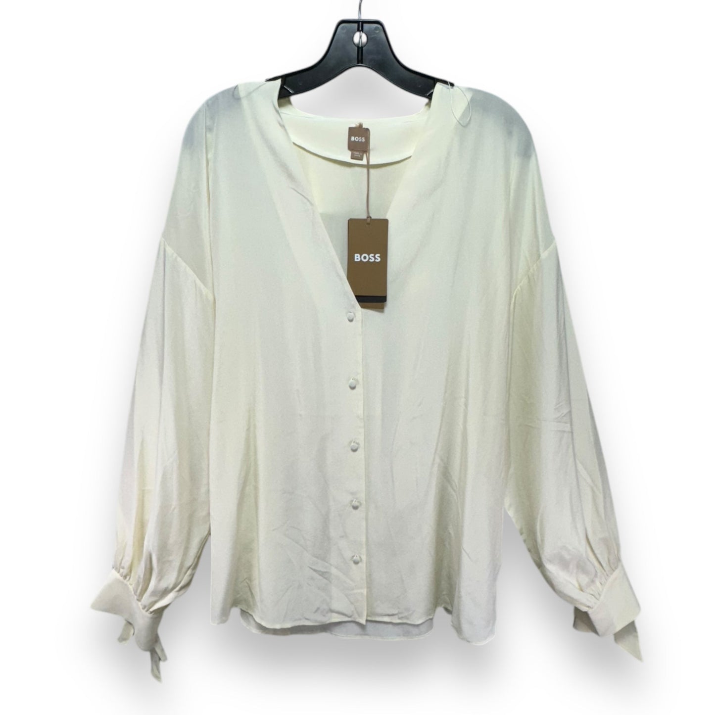 Blouse Long Sleeve By Hugo Boss In Cream, Size: 12