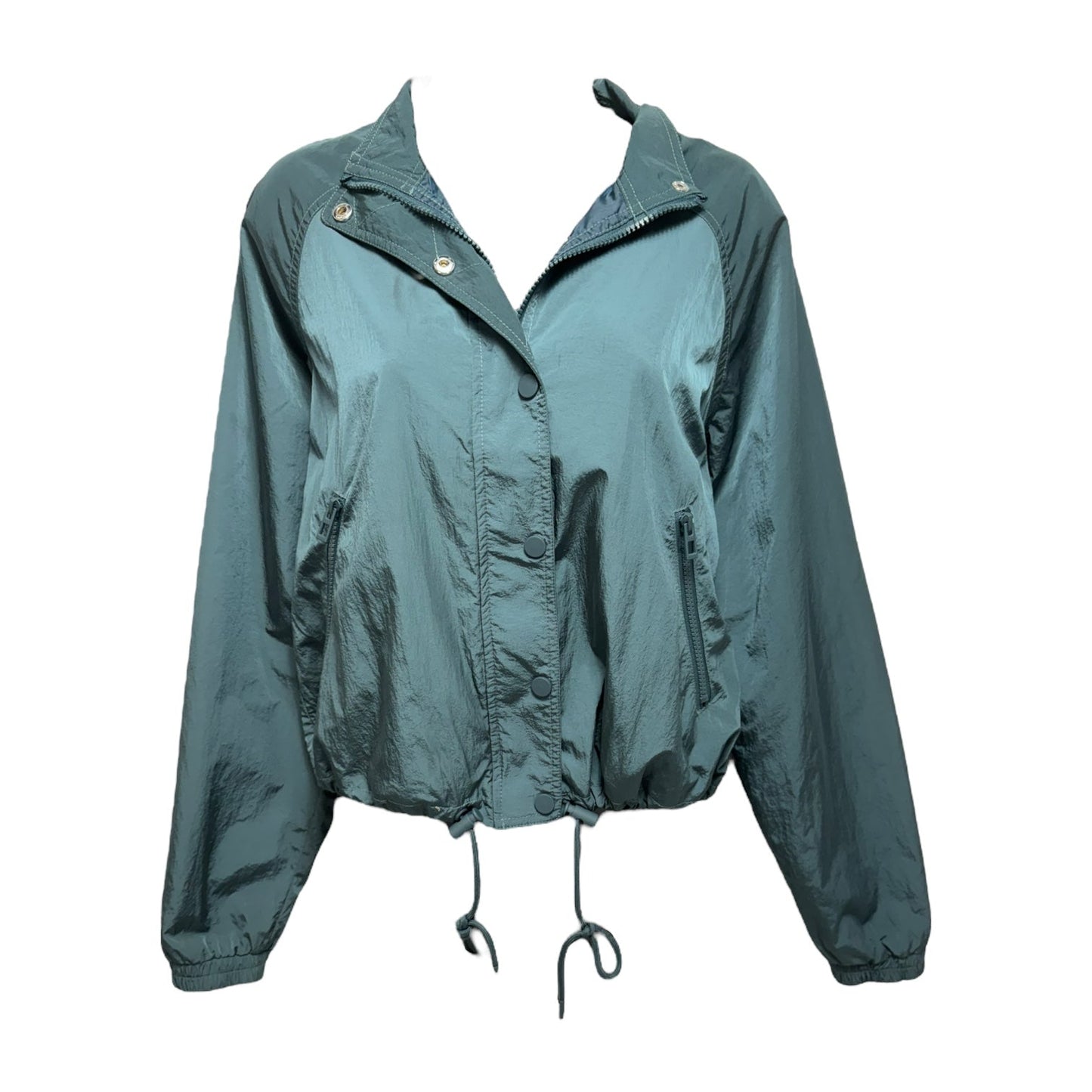 Jacket Windbreaker By Good American In Teal, Size: 2