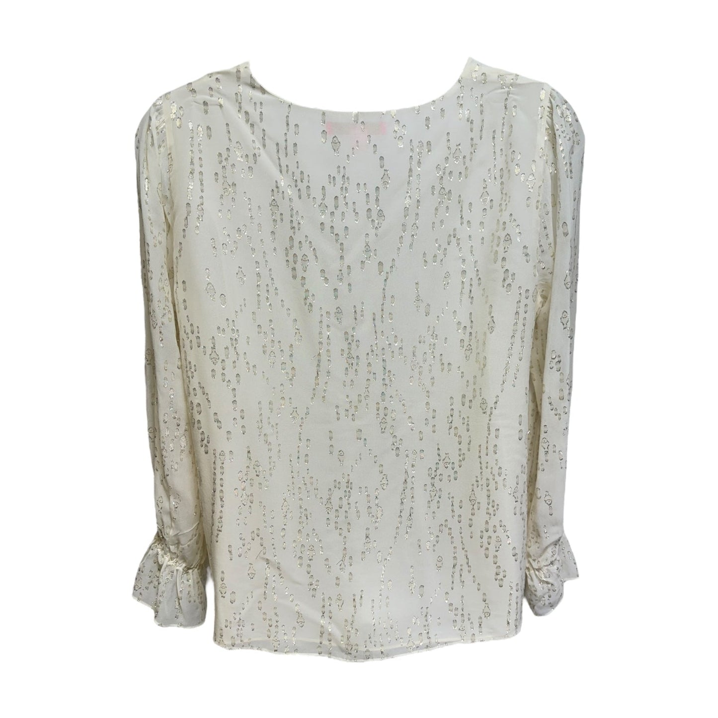 Idina Silk & Metallic Top Long Sleeve Designer By Lilly Pulitzer In Cream, Size: Xl