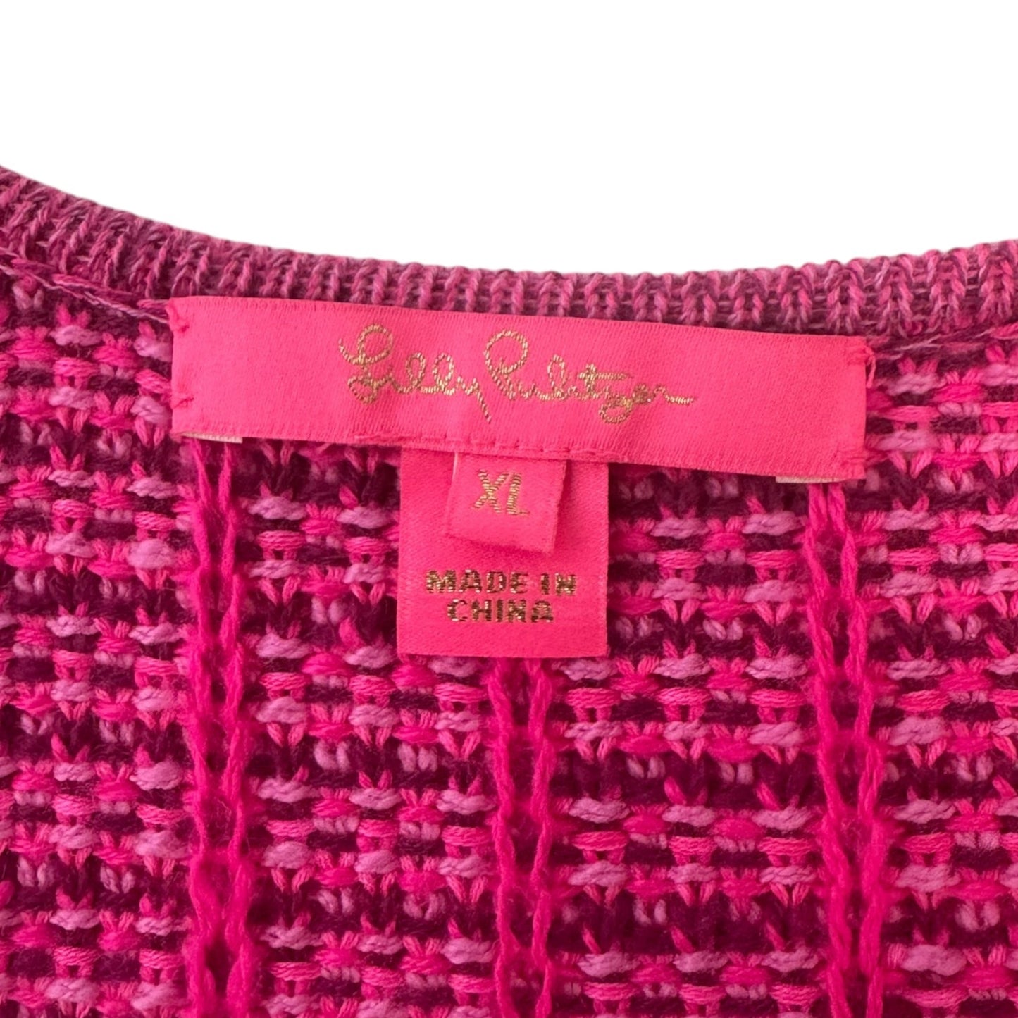 Simora Knit Cardigan Blazer Designer By Lilly Pulitzer In Pink, Size: Xl