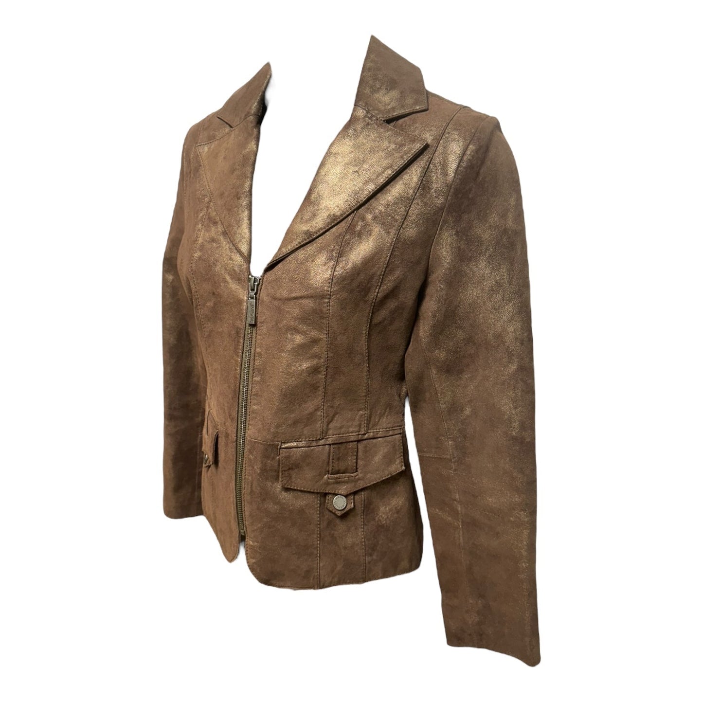 Jacket Leather By Bernardo In Gold, Size: Xsp