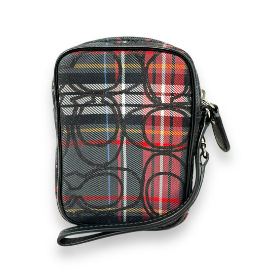 Poppy Glam Tartan Coin Purse Wristlet Designer By Coach, Size: Medium