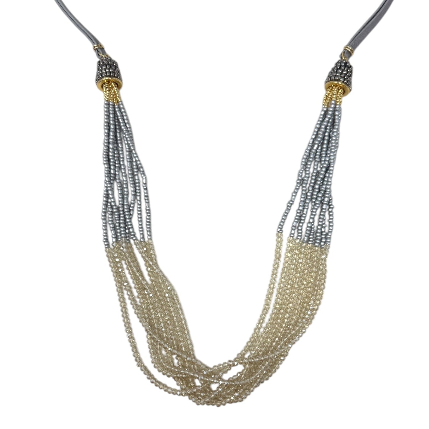 Long Seed Bead Layered Necklace By Unbranded