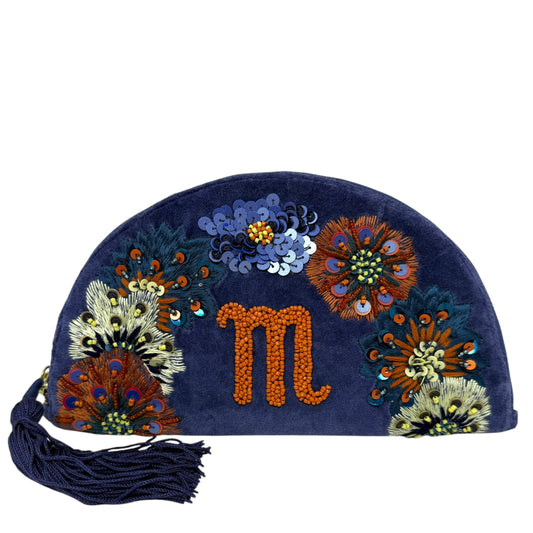 Monogram Crescent Pouch Clutch Letter "M" By  Anna Harlow Russo X Anthropologie, Size: Small