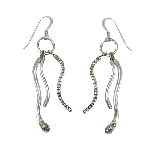 Handmade Navajo Sterling Silver Contemporary Earrings with French Hook By Unbranded