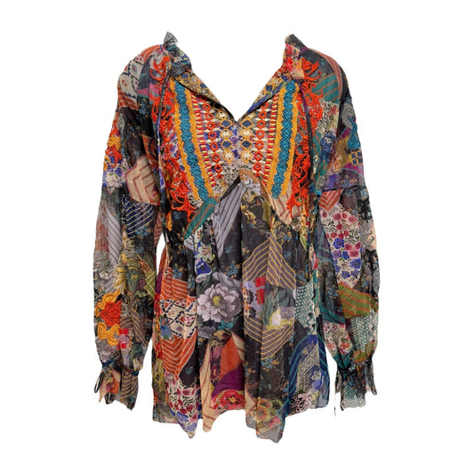 Ilyana Mesh Blouse Top Long Sleeve By Johnny Was In Multi-colored, Size: S