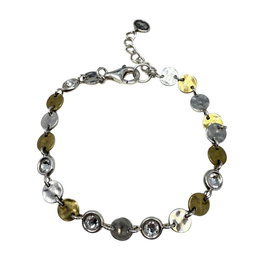 Brass Disc, Swarovski Crystal Sterling Silver Bracelet, By Silpada