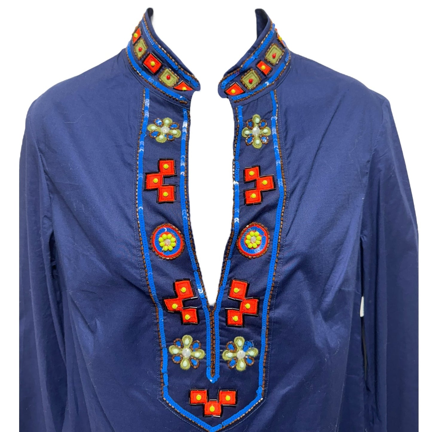 Embellished Tory Tunic Designer By Tory Burch In Blue, Size: 6