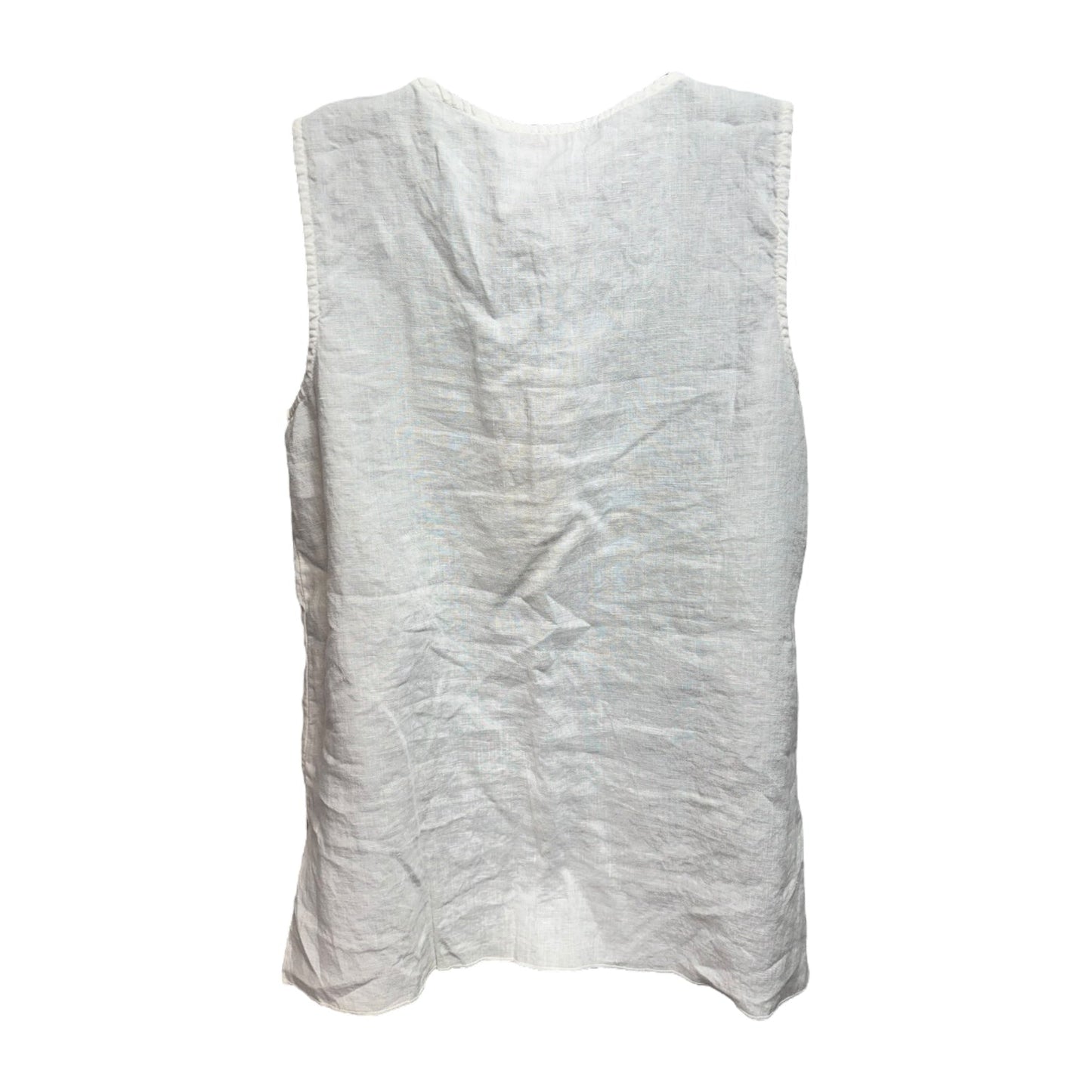 Embroidered Linen Top Sleeveless By Johnny Was In White, Size: Xs