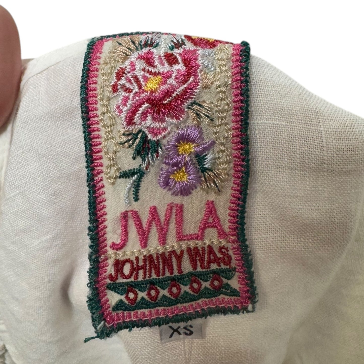 Embroidered Linen Top Sleeveless By Johnny Was In White, Size: Xs