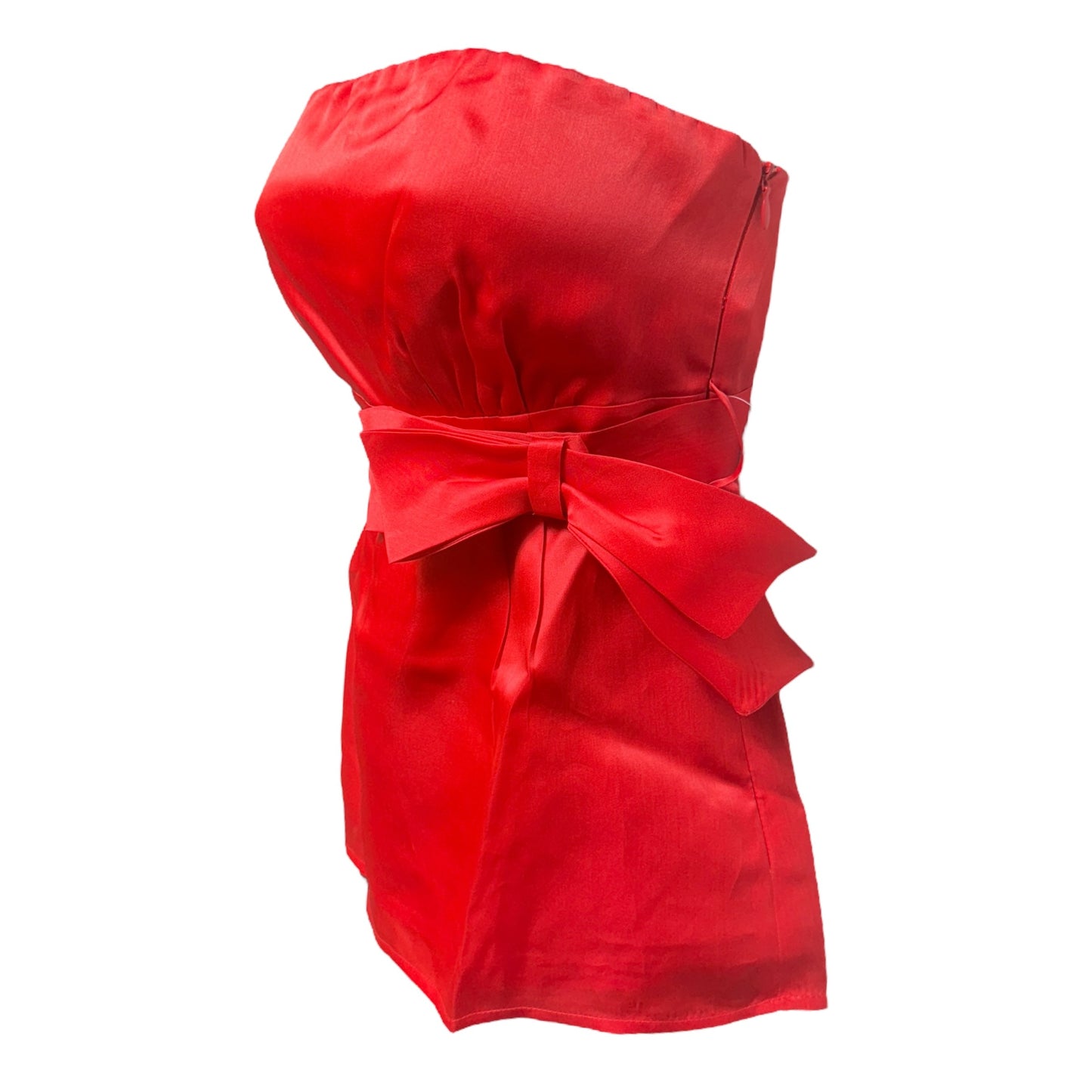 Silk Strapless Bow Belted Top By R.E.D. Valentino In Red, Size: M