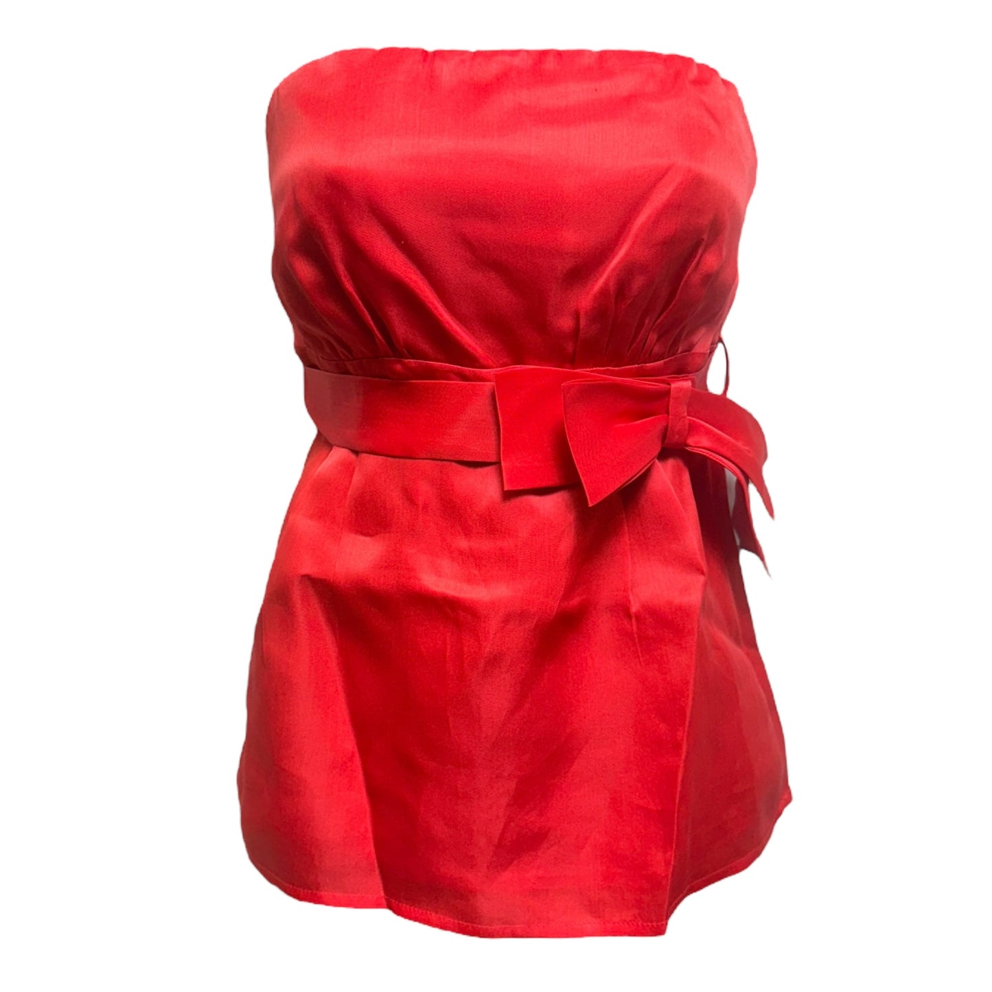 Silk Strapless Bow Belted Top By R.E.D. Valentino In Red, Size: M