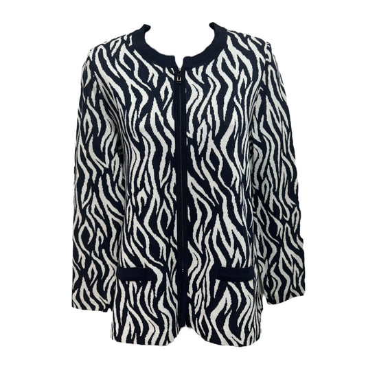 Zebra Knit Blazer By Misook In Navy & White, Size: Xs