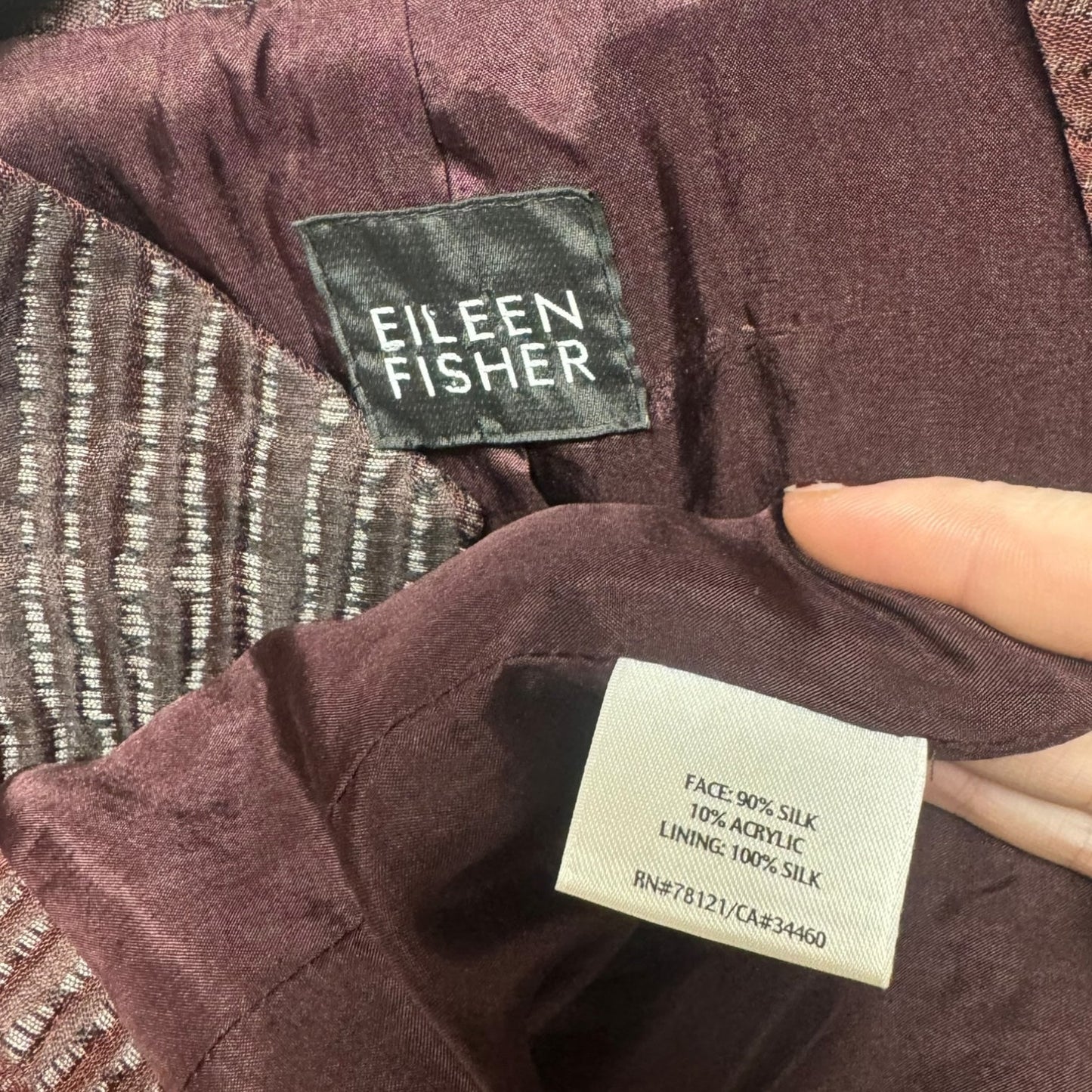 Silk Blazer By Eileen Fisher In Maroon, Size: M