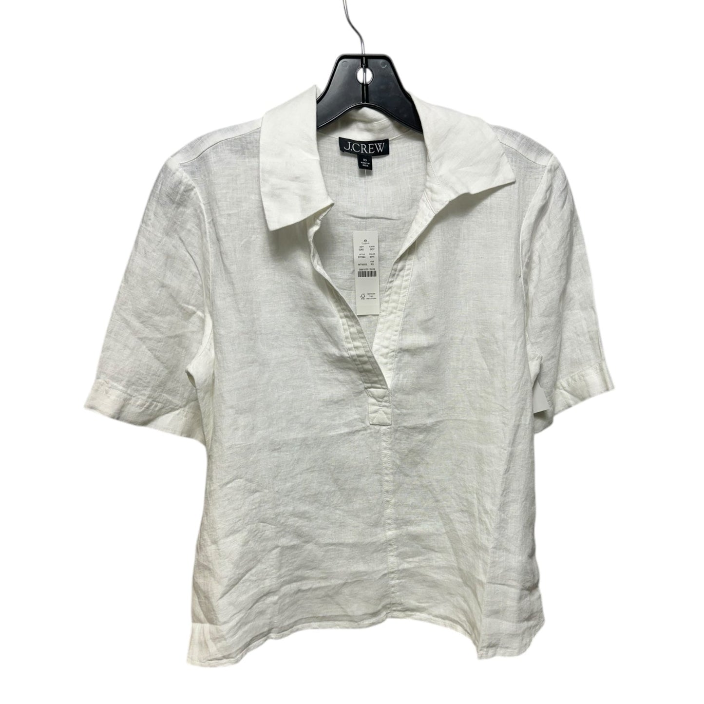 Linen Top Short Sleeve By J. Crew In White, Size: Xs