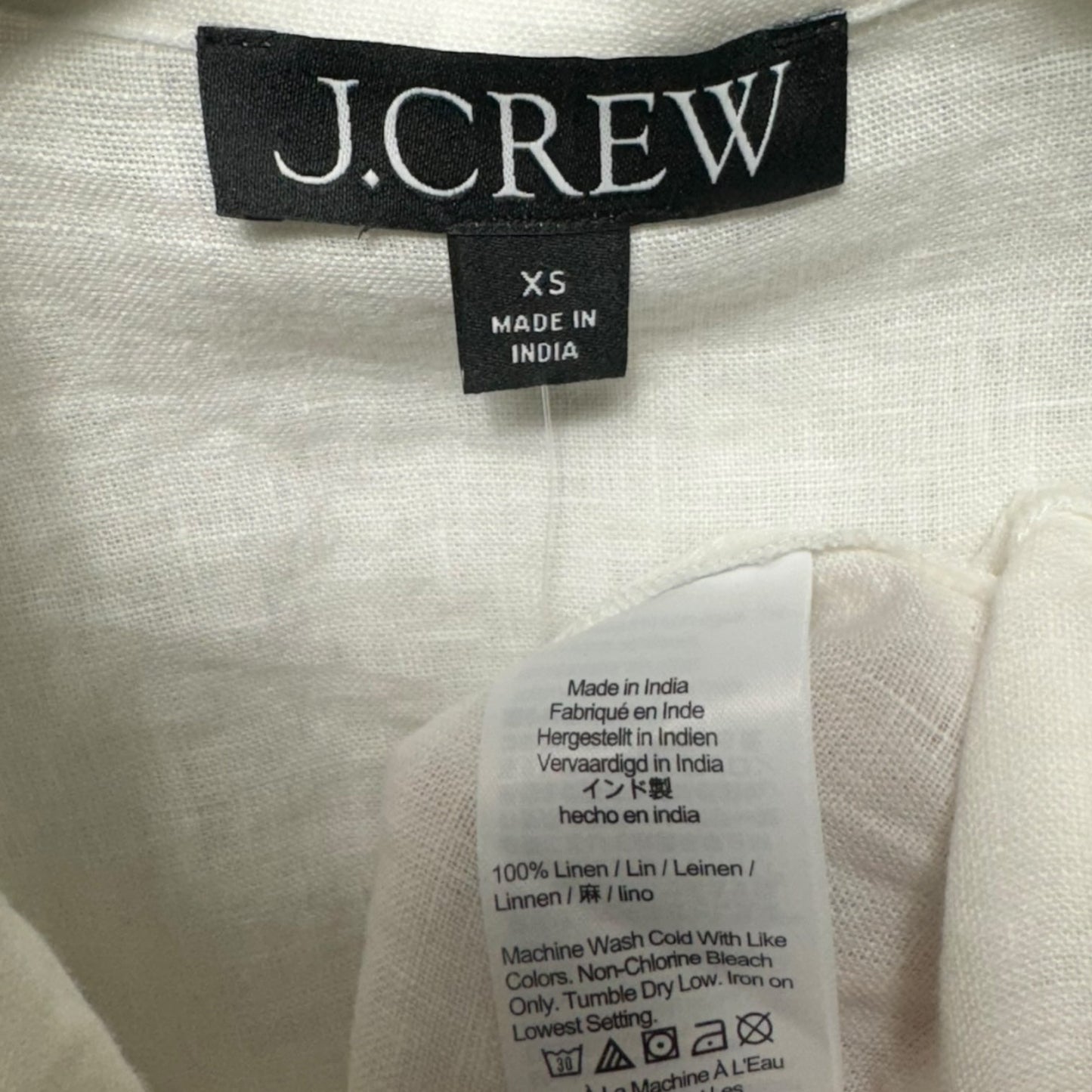 Linen Top Short Sleeve By J. Crew In White, Size: Xs