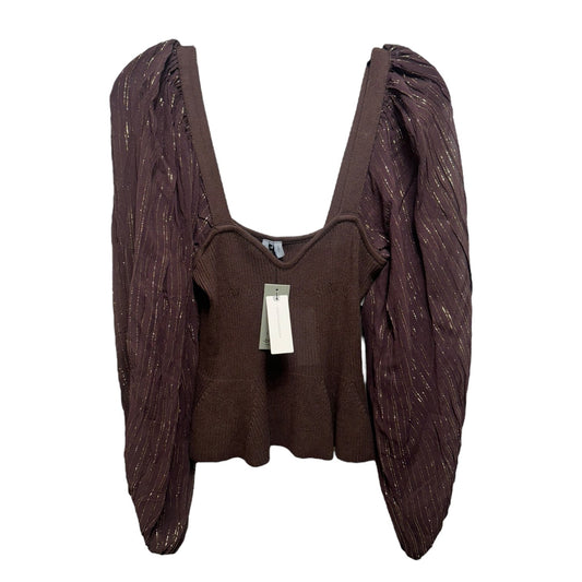 Peplum Twofer Sweater By Blank London In Brown & Gold, Size: S