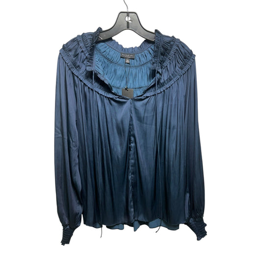 Blouse Long Sleeve By Current Air In Navy, Size: L