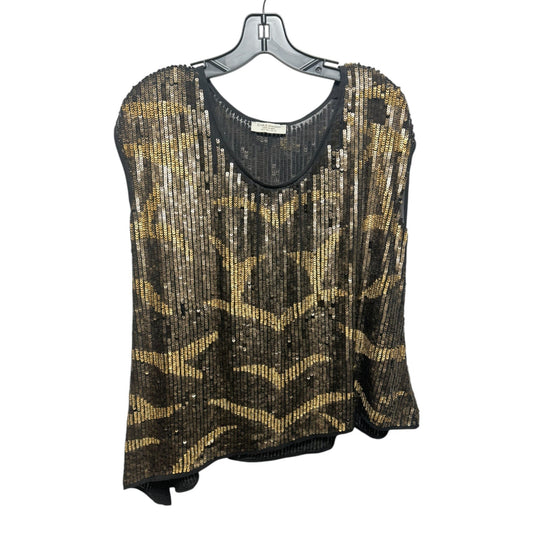 Sequin Top Sleeveless By Zara In Black & Gold, Size: M